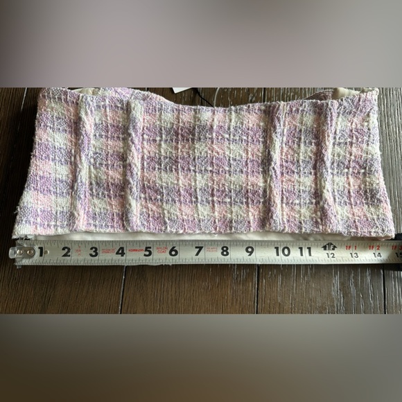 Zara Corset Half Textured Pink Purple Size M Top Crop top Bustier Tweed Plaid - Picture 5 of 7